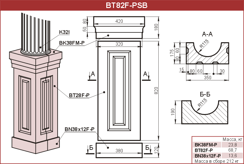 Столбы: BT82F-PSB - 24960 руб/шт. 