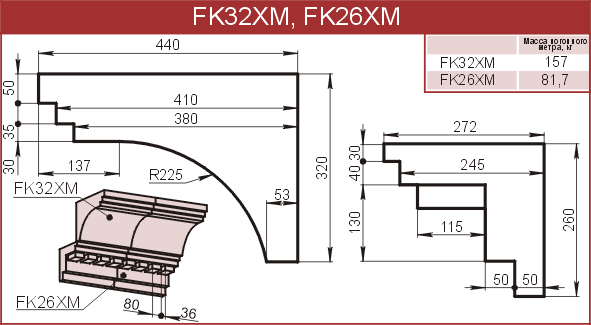 Карнизы: FK32XM - 13370 руб/м.п. FK26XM - 10630 руб/м.п. 