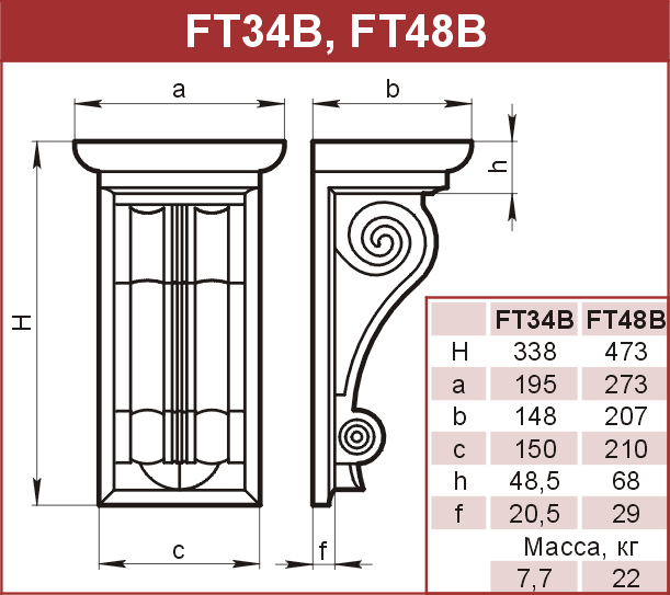 Кронштейны: FT34B - 2310 руб/шт. FT48B - 5490 руб/шт. 
